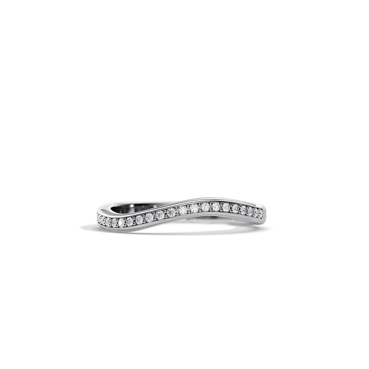 Curved Channel Set Diamond Wedding Band
