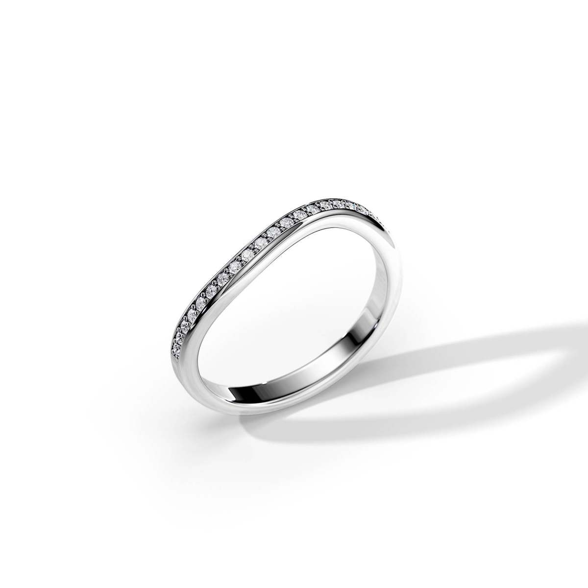 Curved Channel Set man made Diamond Wedding Band