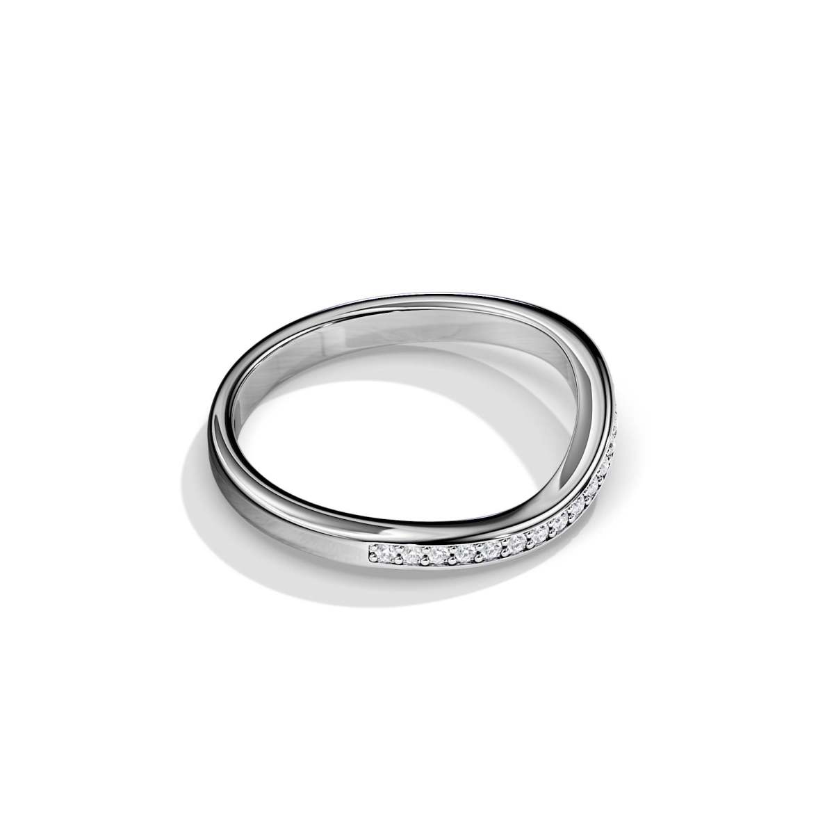 Curved Channel Set Diamond Wedding Band White gold