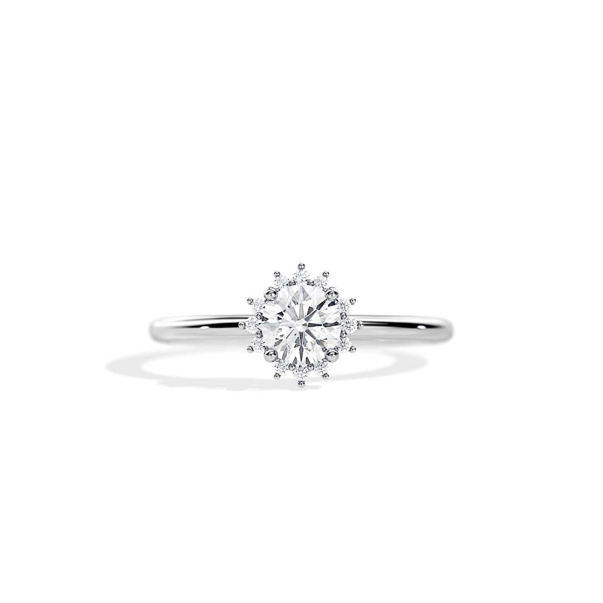 0.5 Carat Snowflake Halo Cultivated Diamond Engagement Ring with Plain Band