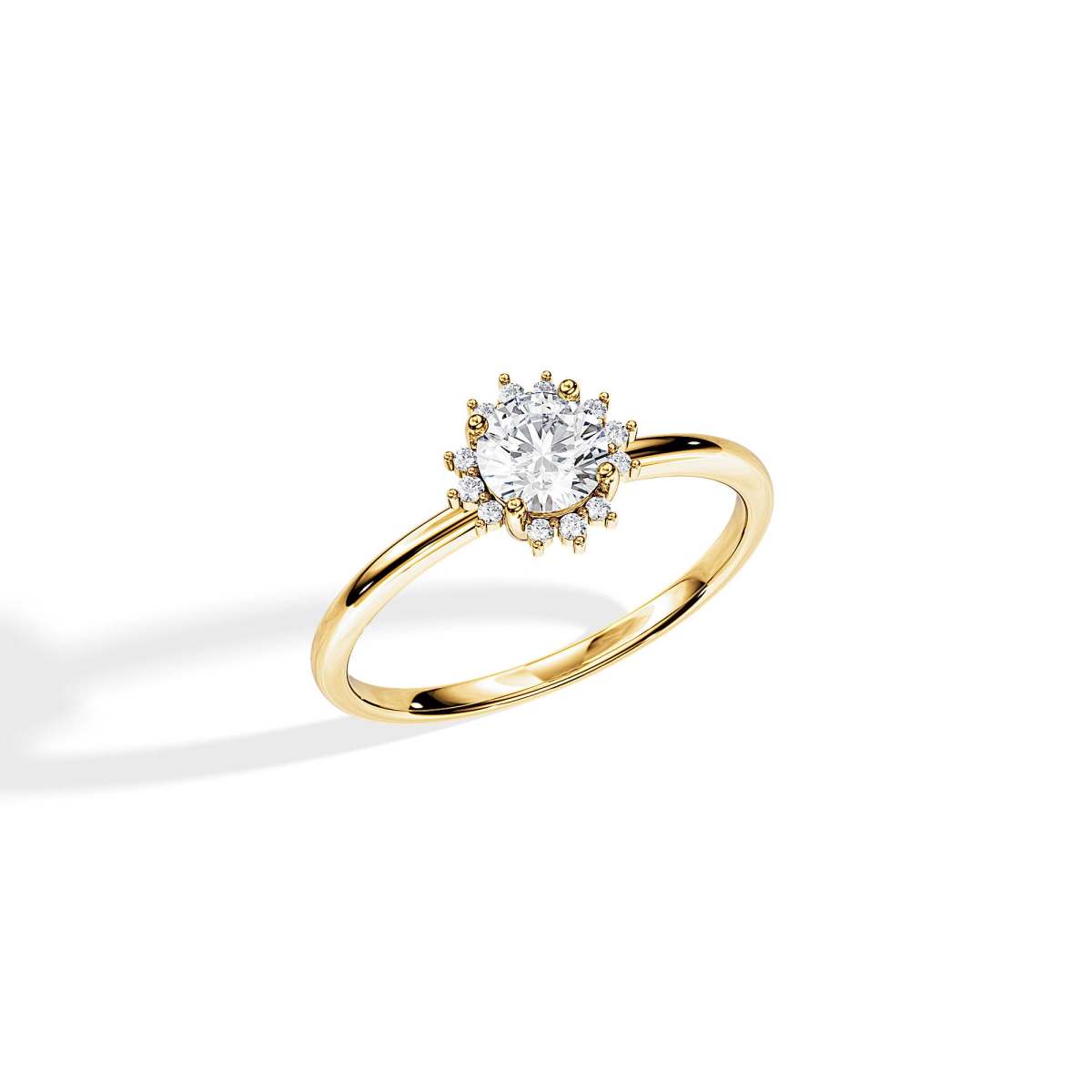0.5 Carat Snowflake Diamond Halo Ring Thin Engagement Lab Ring