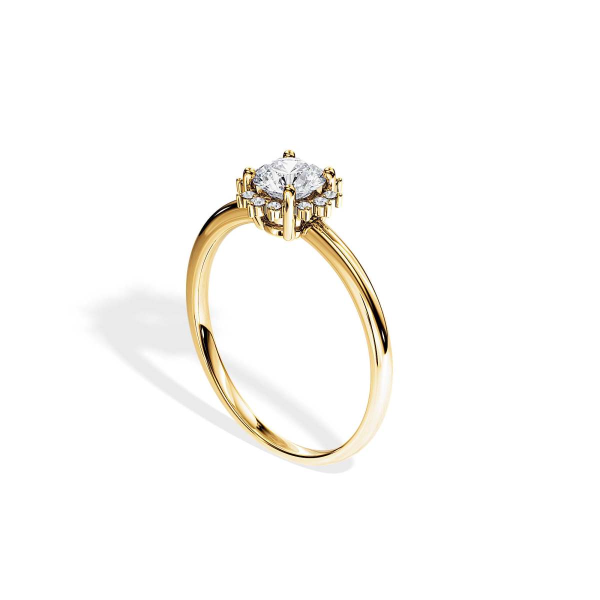 0.5 Carat Snowflake Diamond Halo Ring Thin Engagement Lab Ring side view