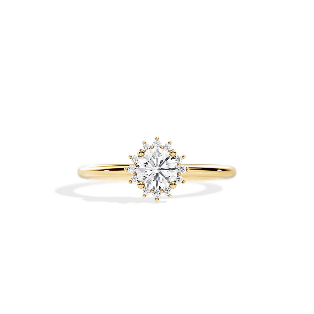 0.5 Carat Snowflake Diamond Halo Ring Thin Engagement Lab Ring up view