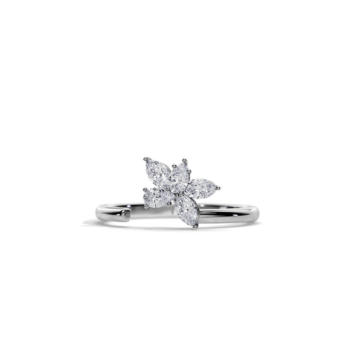 5 Stone Petal Man Made Diamond Wedding Ring