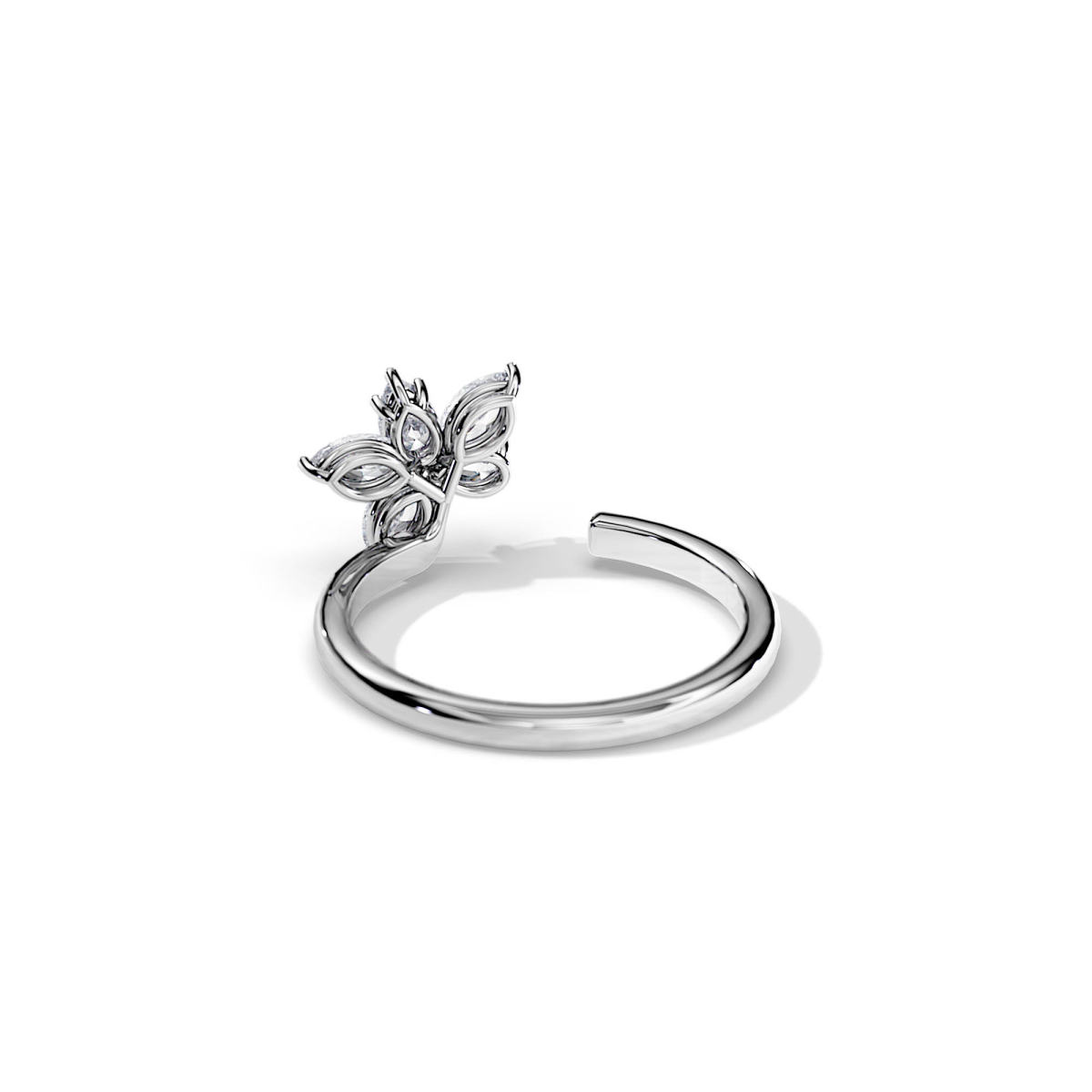 5 Stone Petal Man Made Diamond Wedding Ring in Platinum