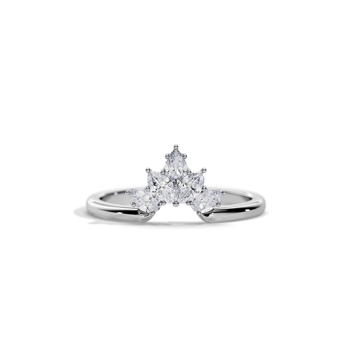 5 lab Created Diamonds Petal Wedding Ring