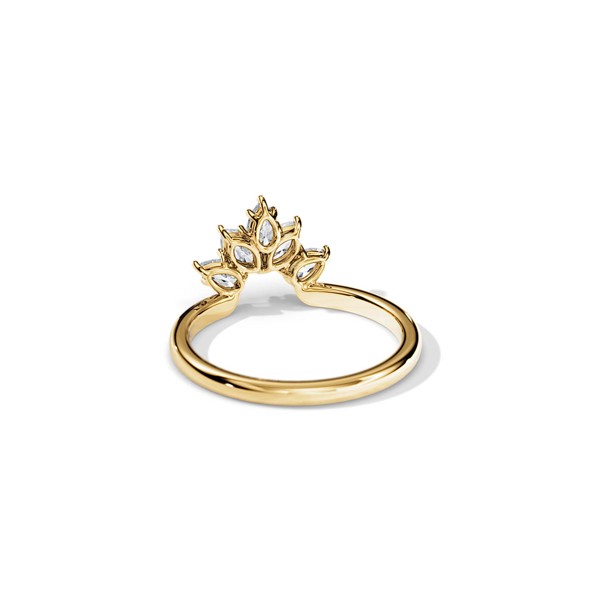 5 lab Created Diamonds Petal Stackable Wedding Ring in yellow gold