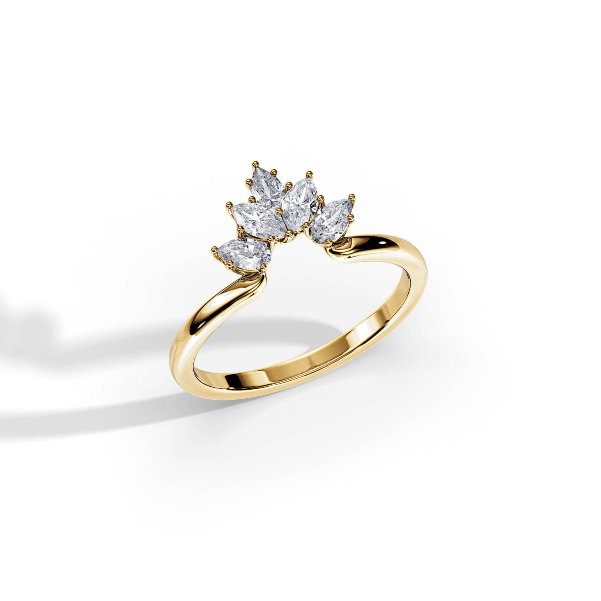 5 lab Created Diamonds Petal Stackable Wedding Ring close view