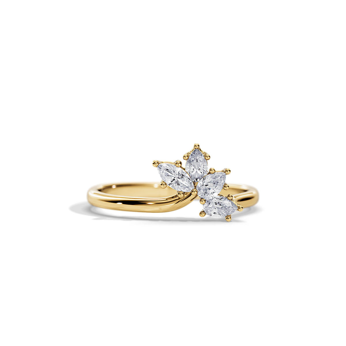 Wedding Band Pear Marquise man made Diamonds