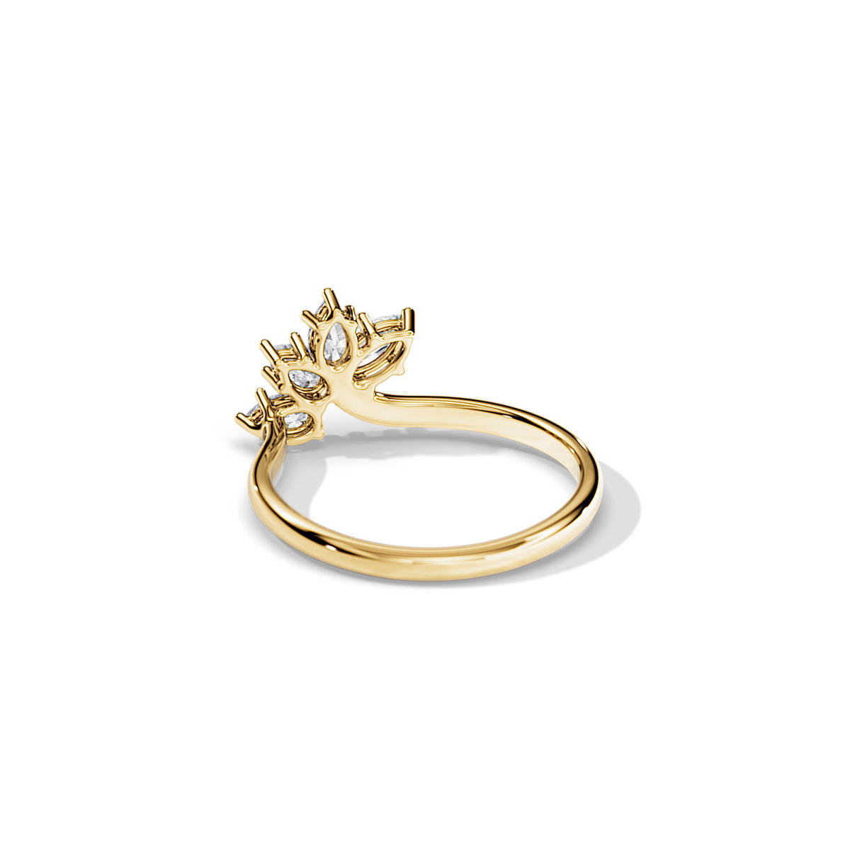 Wedding Band Pear Marquise Diamonds 14k yellow gold