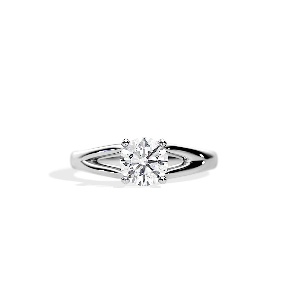 1 Carat Minimalist Split Shank Synthetic Diamond Engagement Ring