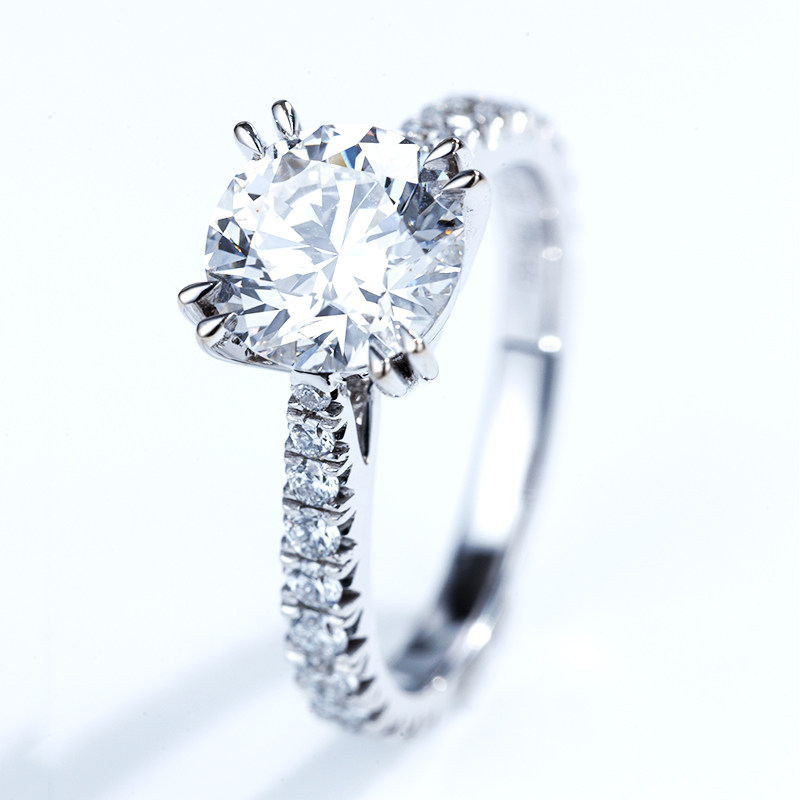 1 Carat Solitaire Synthetic Diamond Engagement Ring With 3 Quarter Pave Band