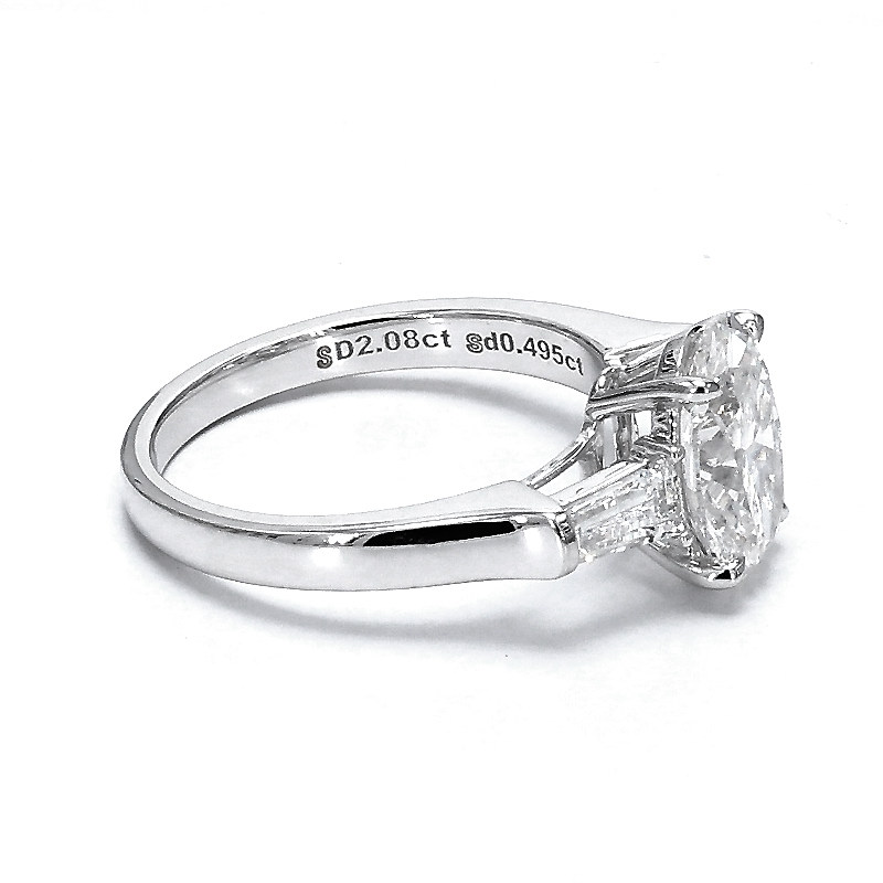 2.575 ct. tw. Oval Cut & 2 Emerald Side Stones Engagement Ring