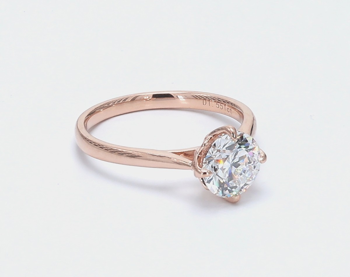 1.551 ct. Rose Gold 4 Prongs Solitaire Eternity Lab Grown Engagement Ring