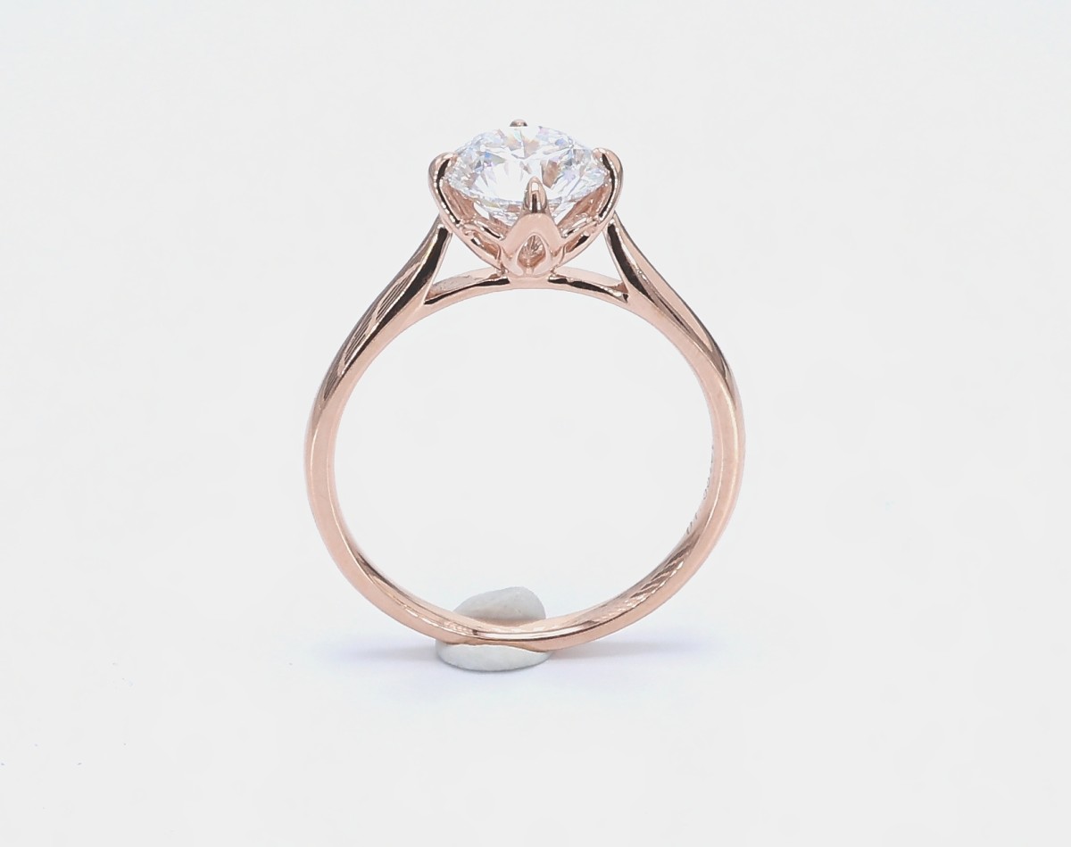 1.551 ct. Rose Gold 4 Prongs Solitaire Eternity Lab Grown Engagement Ring side view