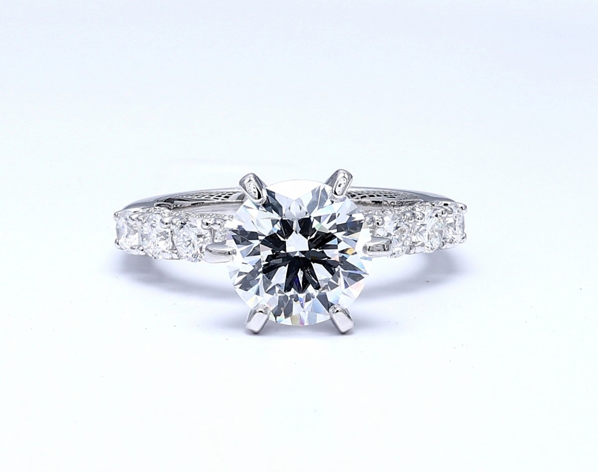 3.747 ct. tw. Solitaire Hidden Halo Lab Cultured Diamond Front view