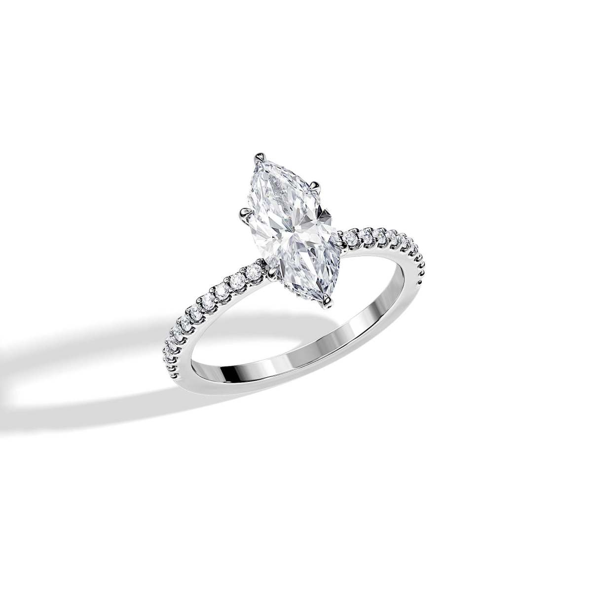 marquise lab diamond with pave band ring