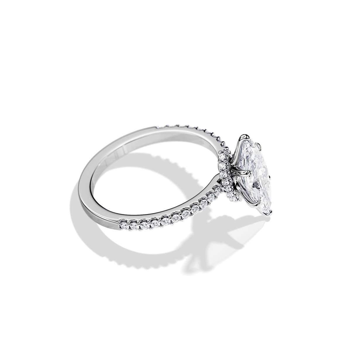1.5CT Marquise Solitaire Lab Diamond Engagement Ring with Pave Band micro details