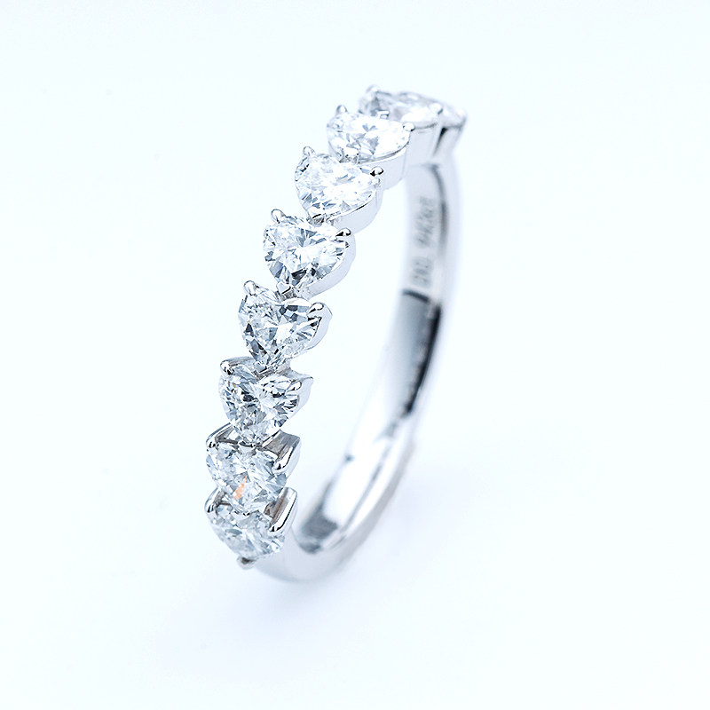 9 Heart Cutting Lab Diamonds Half Pave Eternity Wedding Ring