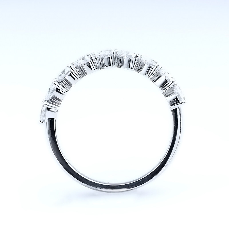 9 Heart Cutting Lab Diamonds Half Pave Eternity Wedding Ring in 18k white gold