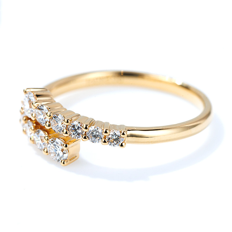 18K Yellow Gold Quarter Pave Diamond Wedding Ring