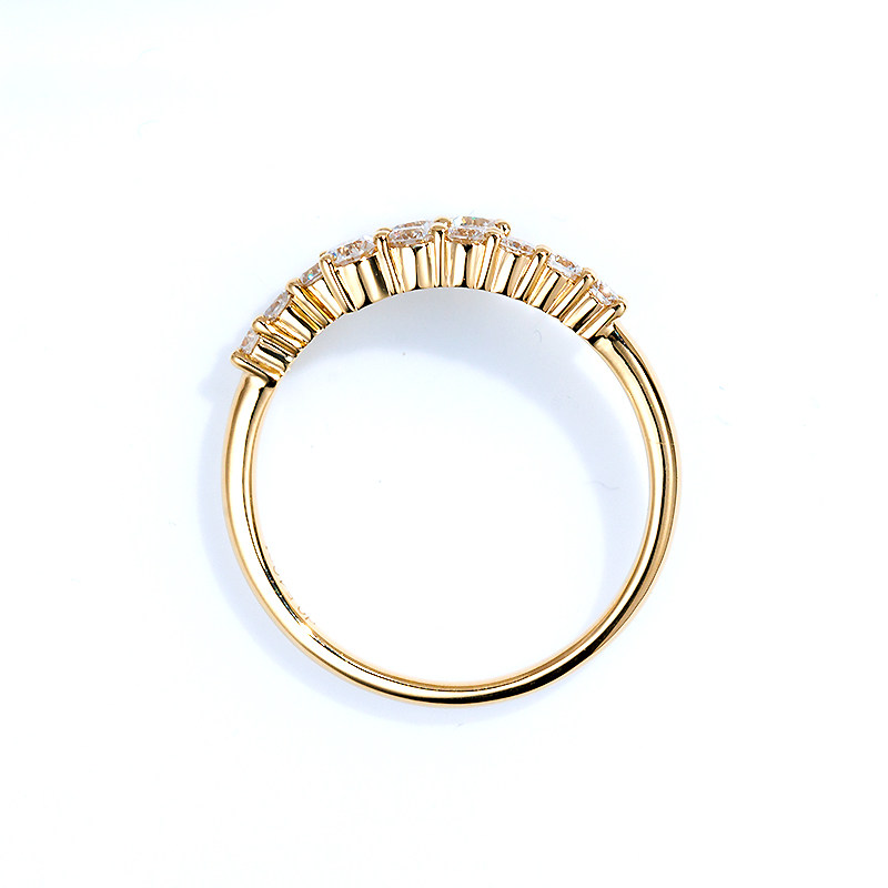 Quarter Pave lab Diamond Wedding Ring with Staggered Overlapping Band