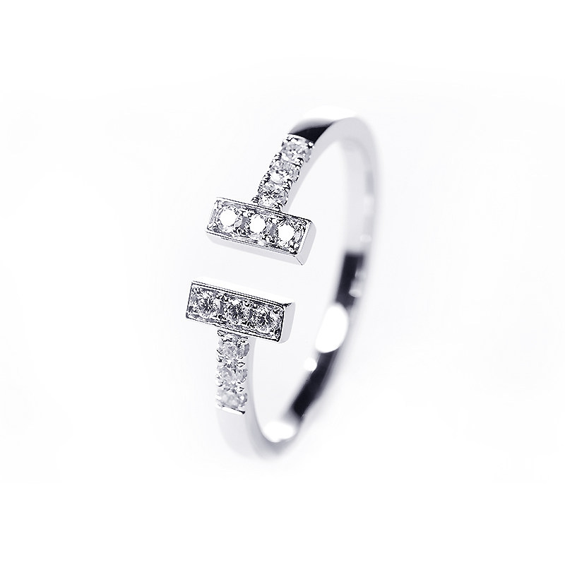 Double T Shape Quarter Pave Open Lab Diamond Wedding Ring