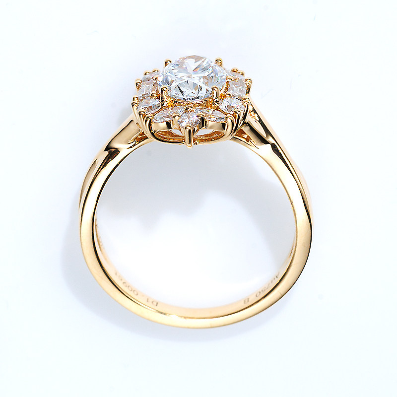 Oval Shaped Lab diamond Engagement Ring Halo with Fancy Shape Accents