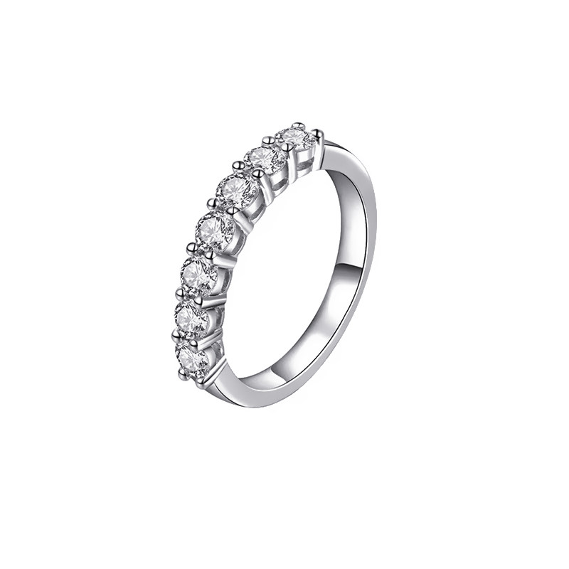 Eternity 7 Stone Shared Prong One-Row Pave Lab Diamond Wedding Ring