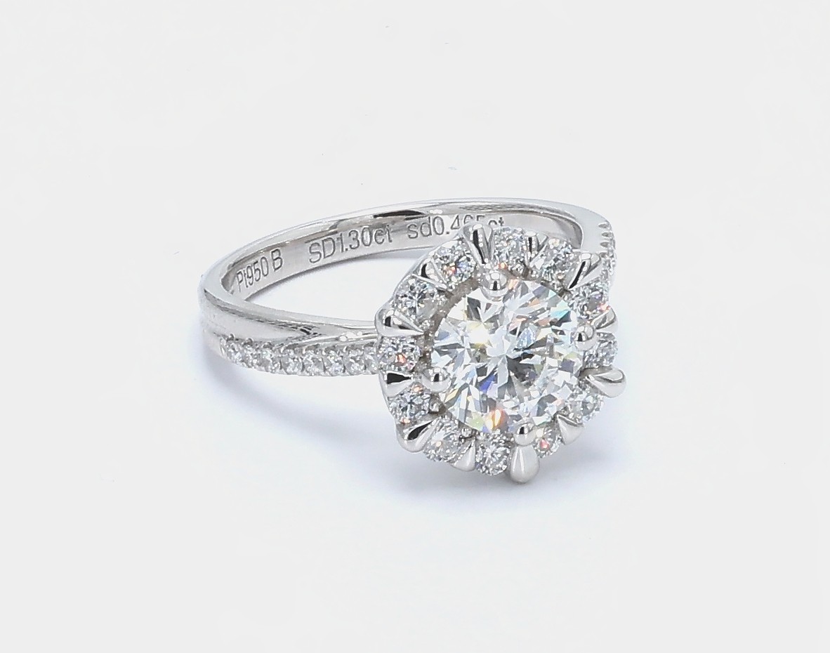 Brilliant Round Cut Halo Multi Prongs Lab Diamond Engagement Ring