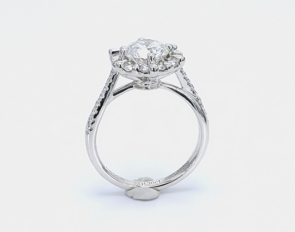 Brilliant Round Cut Halo Multi Prongs Lab Diamond Engagement Ring high profile