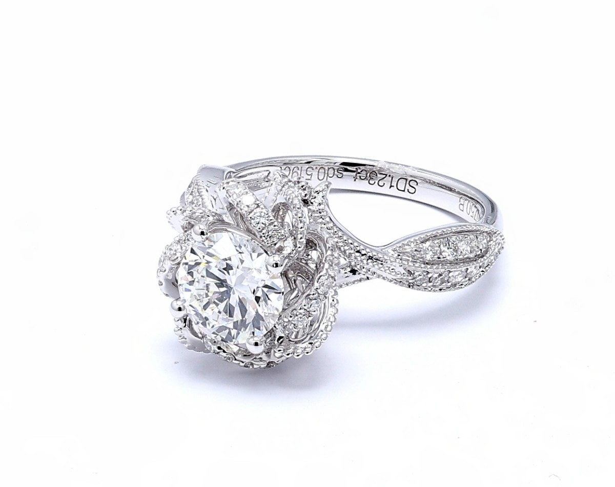 1.749 ct. tw. Openwork Floral Shaped Engagement Ring