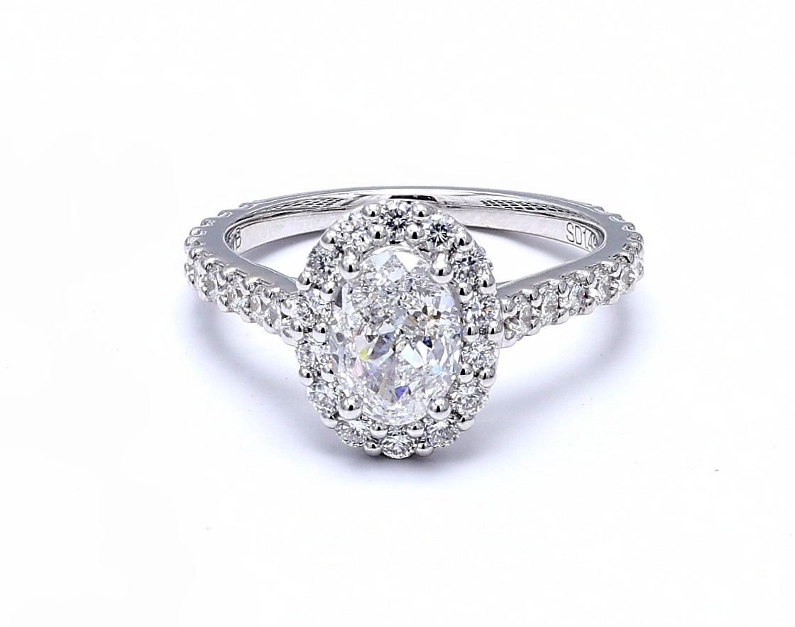 White Gold 2.295 ct. tw. Oval & Sparkling Accents Cultivated Diamond Engagement Ring