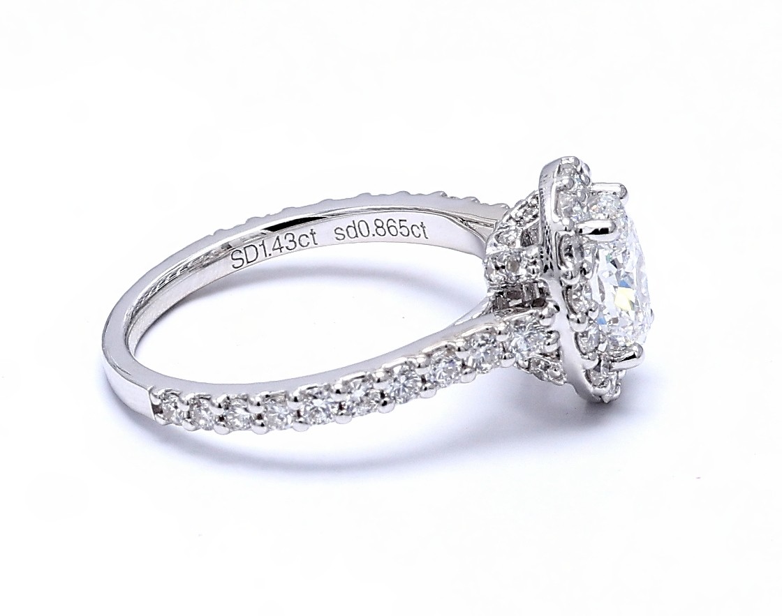White Gold 2.295 ct. tw. Oval & Sparkling Accents Cultivated Diamond Engagement Ring details