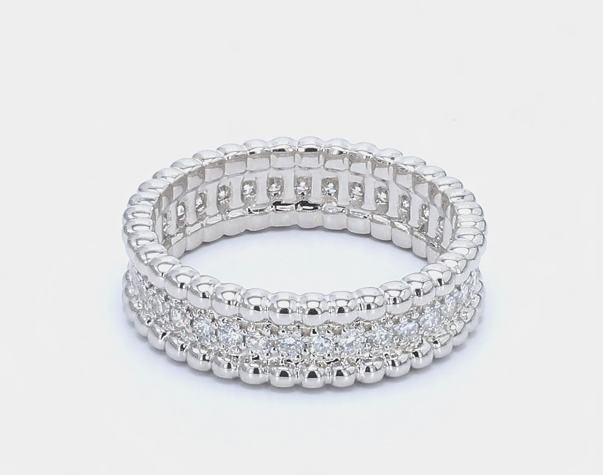 Sparkling Full Eternity Pave Rounded Edge Lab Grown Diamond Wedding Ring in White Gold