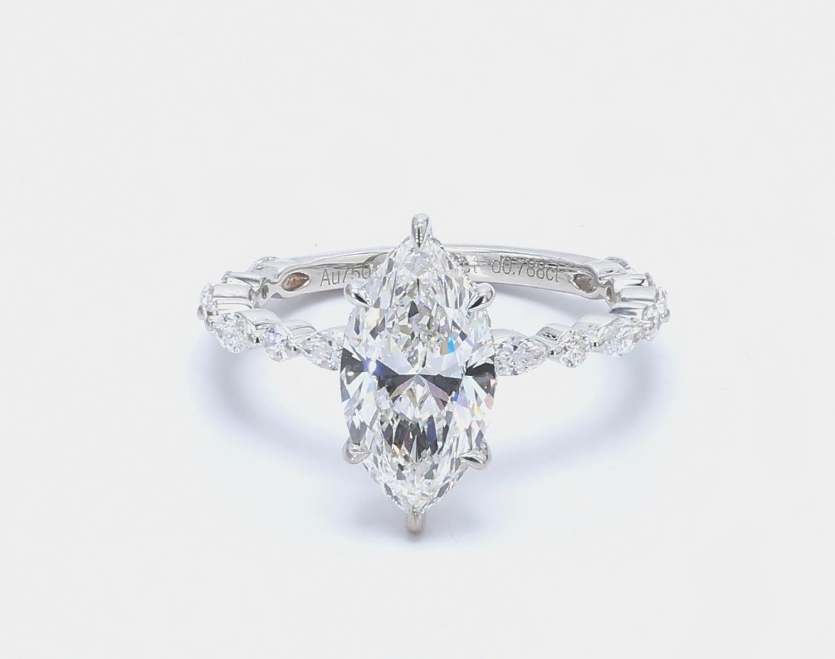 Brilliant Solitaire Marquise Cut Lab Cultured Diamond Engagement Ring
