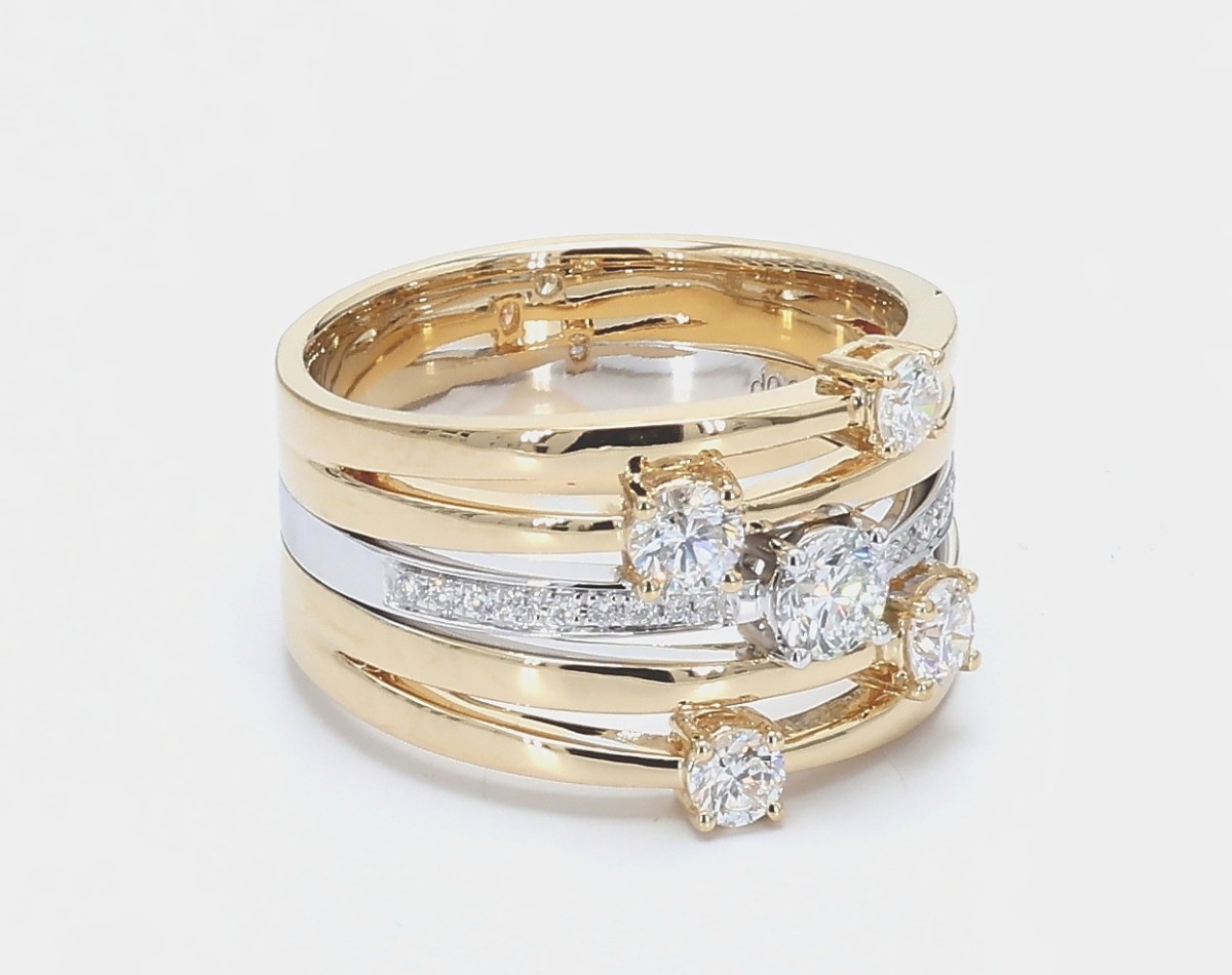 5 Stones 0.92 ct. tw. Multi-Band Lab Grown Diamond Ring — lab grown diamond jewellery