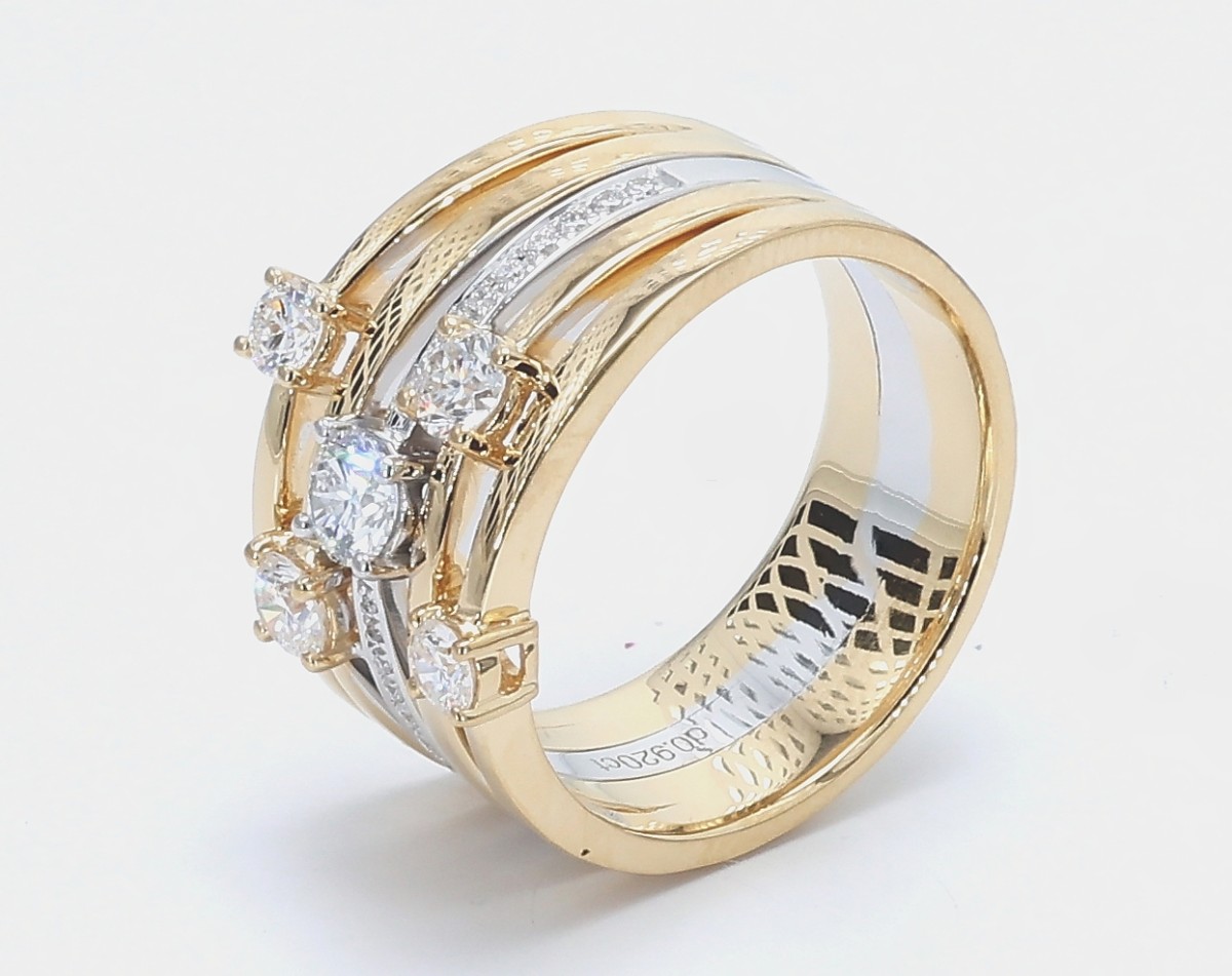 5 Stones 0.92 ct. tw. Multi-Band Lab Grown Diamond Ring — lab grown diamond jewellery