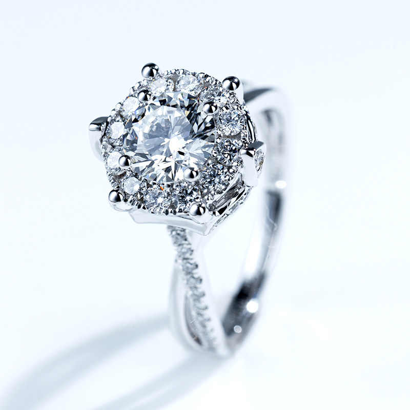 1.5 ct. tw. Floral Halo Round Cut Lab Diamond Engagement Ring with Twisted Band — lab grown diamond jewellery