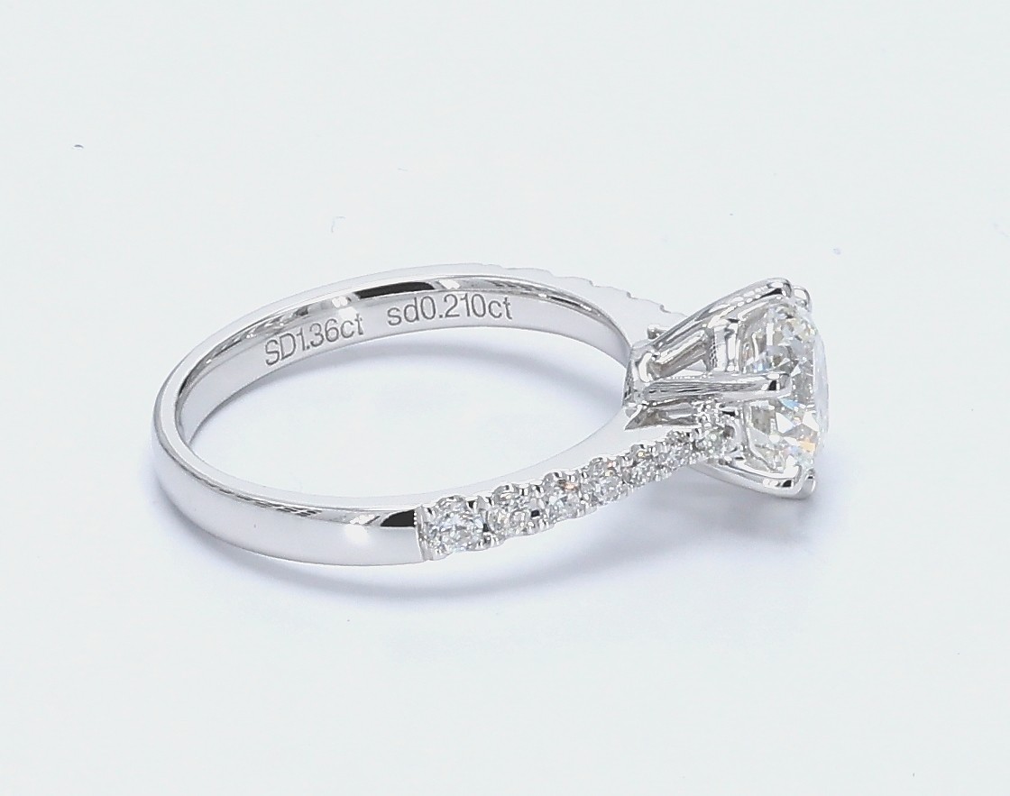 1.36 ct. Classic Eternity Solitaire Round Cultivated Diamond Engagement Ring with half pave band