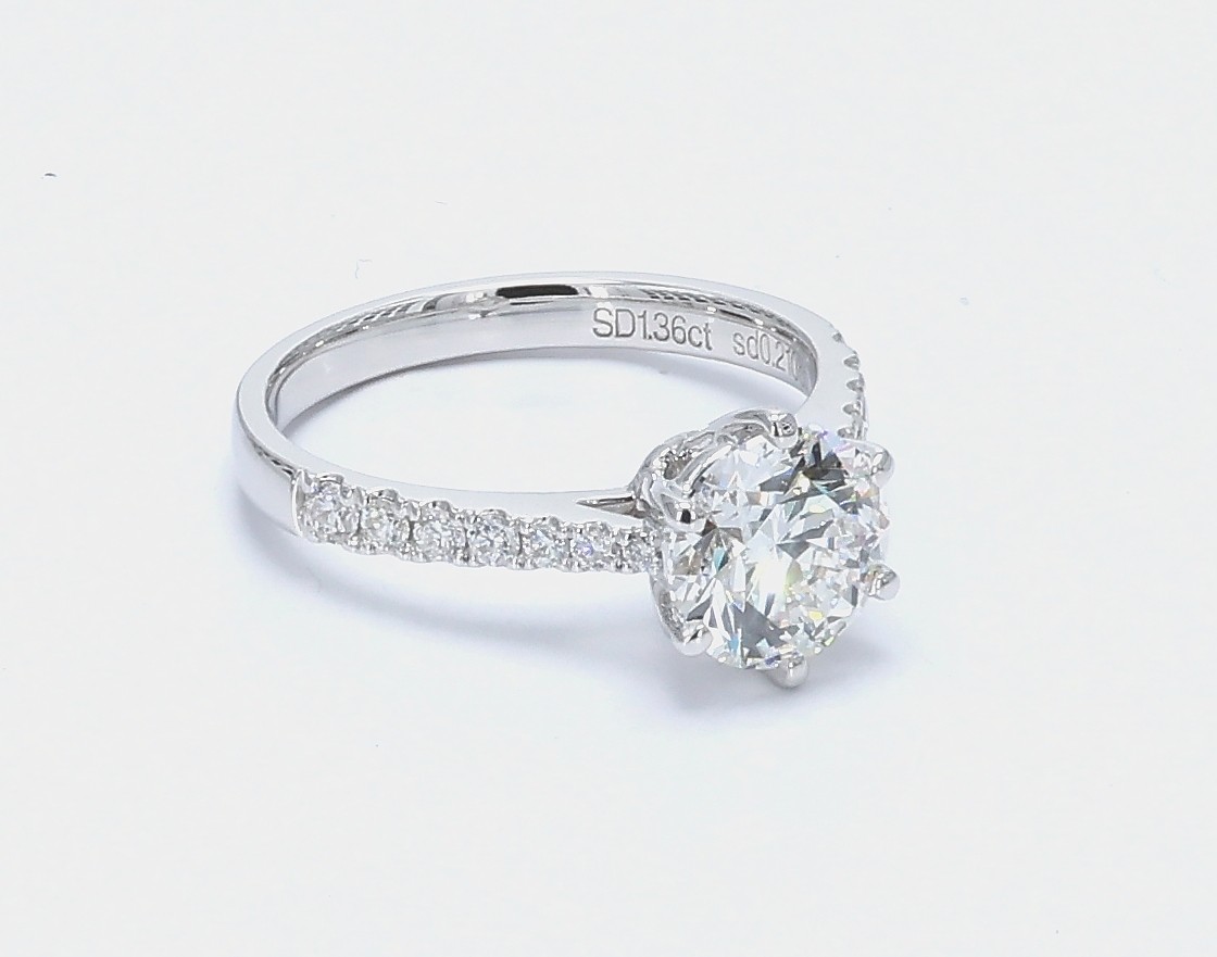 1.36 ct. Classic Eternity Solitaire Round Cultivated Diamond Engagement Ring detail view