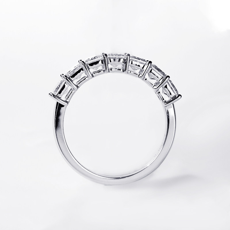 7 Stone Brilliant Radiant Cut Shared Prong Man Made Diamond Wedding Ring — lab grown diamond jewellery