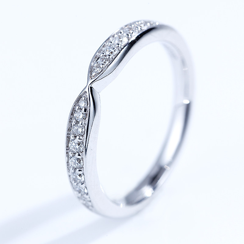 Eternity Curved Half Pave Comfort Fit Cultivated Diamond Wedding Ring