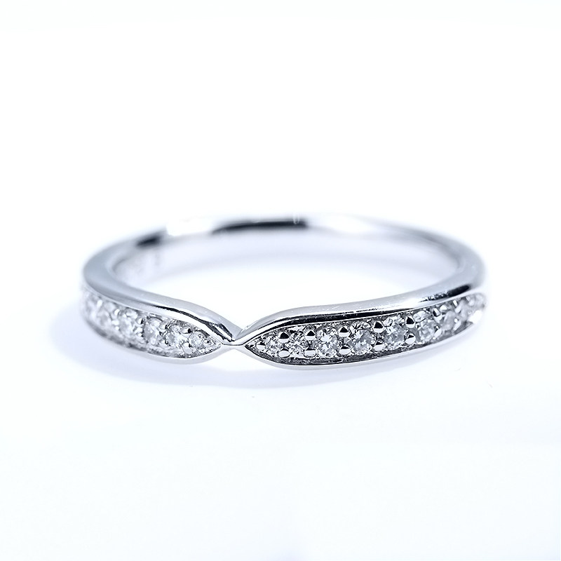 Eternity Curved Half Pave Comfort Fit Cultivated Diamond Wedding Ring in white gold