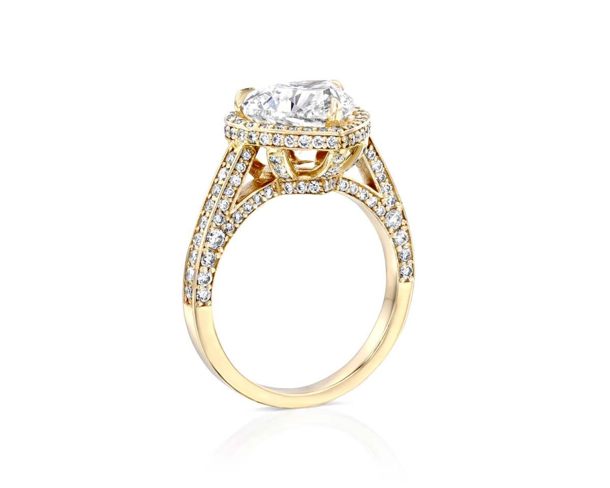 2.6 ct. tw. Heart Cut Halo Lab Grown Diamond Engagement Ring 18K yellow gold