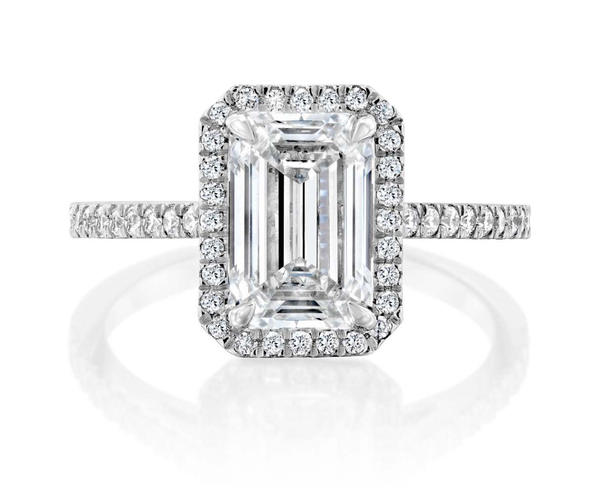 Emerald Halo Lab Diamond Engagement Ring
