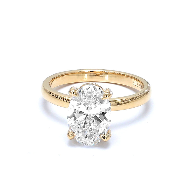4-Prong Oval Cut Hidden Halo Lab Diamond Solitaire Ring