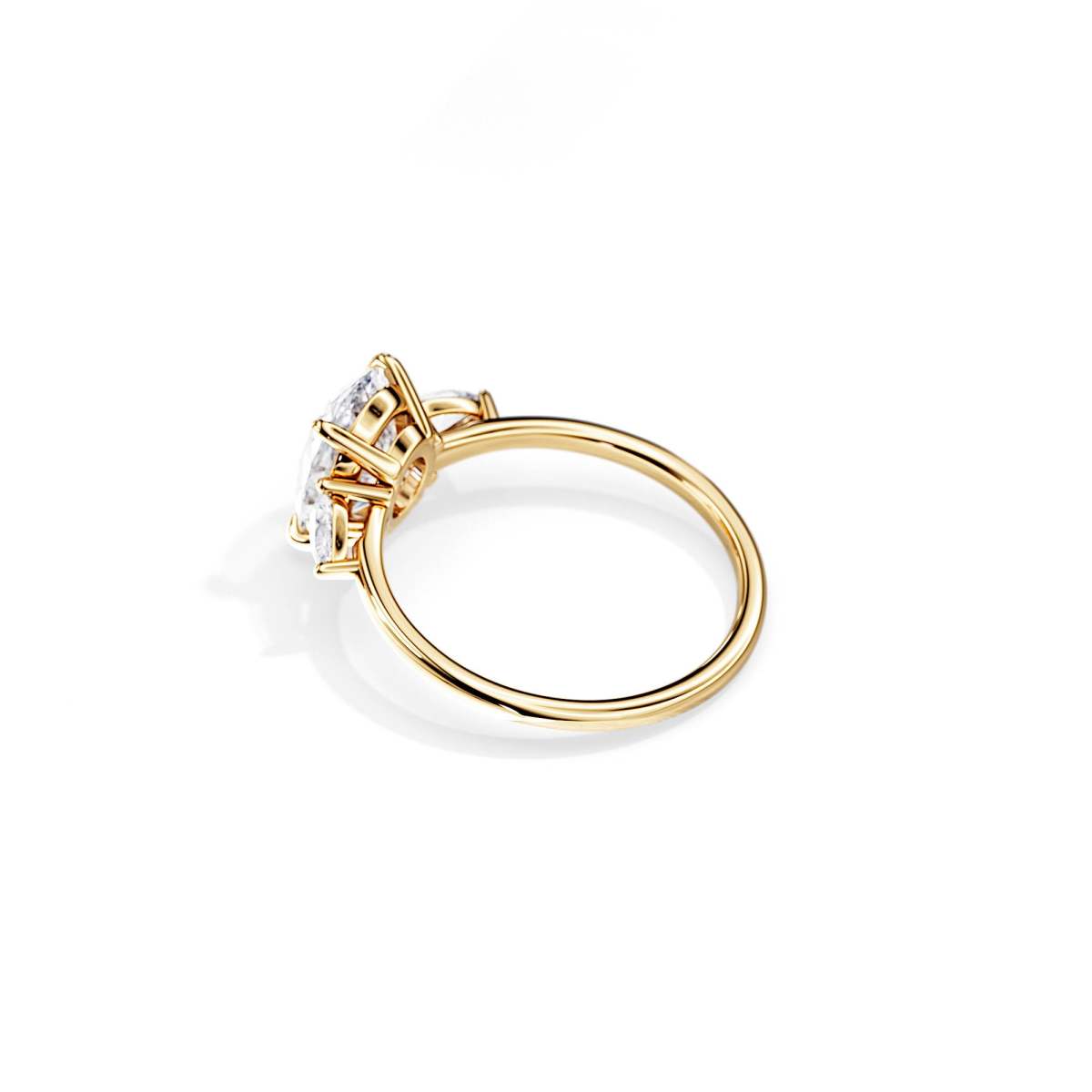 Oval Three Lab Diamond Engagement Ring