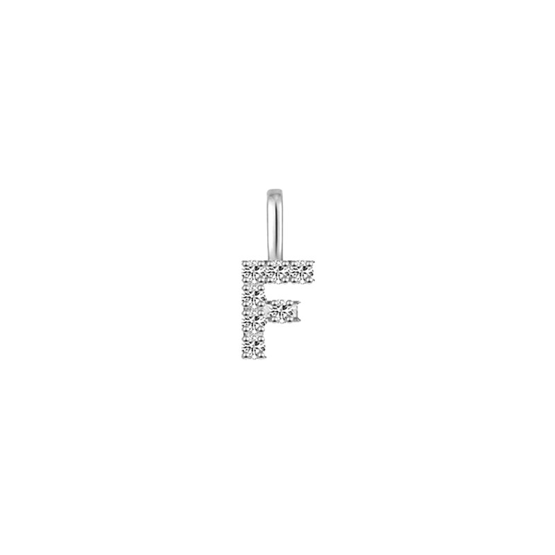 Minimalist Letter F Pavé Lab Grown Diamond Pendant in White Gold