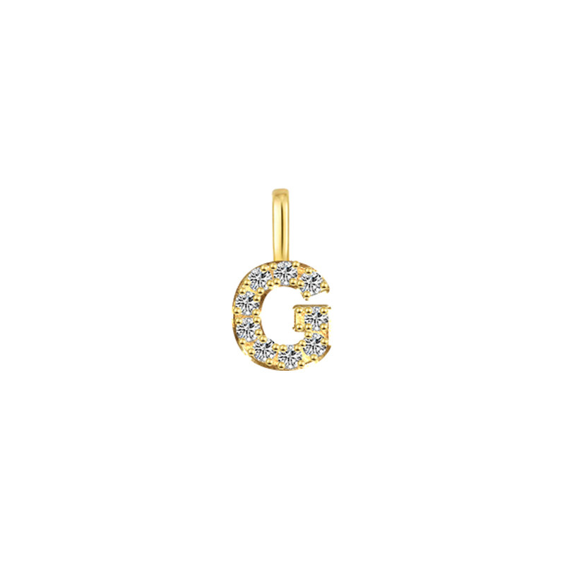 Minimalist Letter G Pavé Lab Grown Diamond Pendant in Yellow Gold